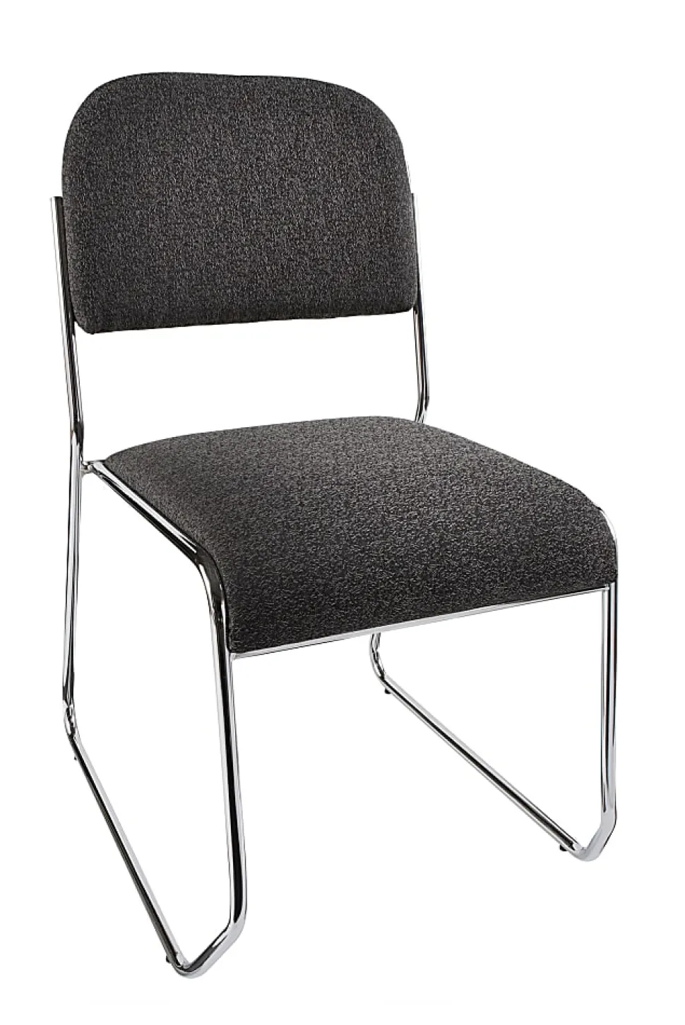 Realspace® Sled-Base Padded Fabric Seat, Fabric Back Stacking Chair 22" Seat Width, Black Seat/Chrome Frame, Quantity: 1
