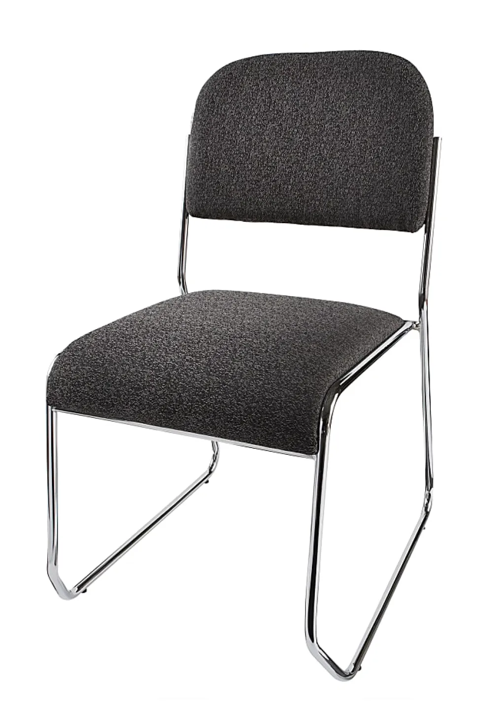 Realspace® Sled-Base Padded Fabric Seat, Fabric Back Stacking Chair 22" Seat Width, Black Seat/Chrome Frame, Quantity: 1