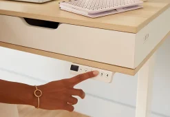Realspace® Smart Electric 48"W Height-Adjustable Standing Desk, White/Natural
