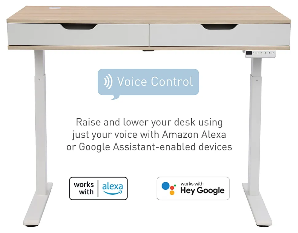 Realspace® Smart Electric 48"W Height-Adjustable Standing Desk, White/Natural
