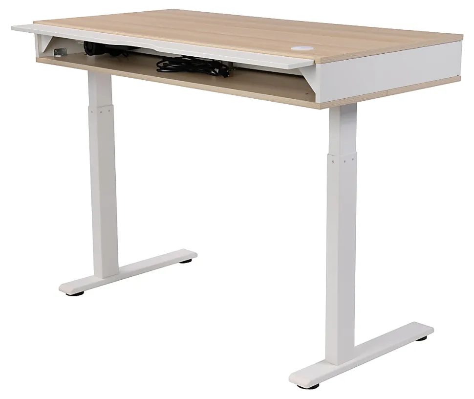 Realspace® Smart Electric 48"W Height-Adjustable Standing Desk, White/Natural