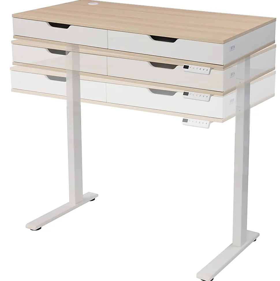 Realspace® Smart Electric 48"W Height-Adjustable Standing Desk, White/Natural