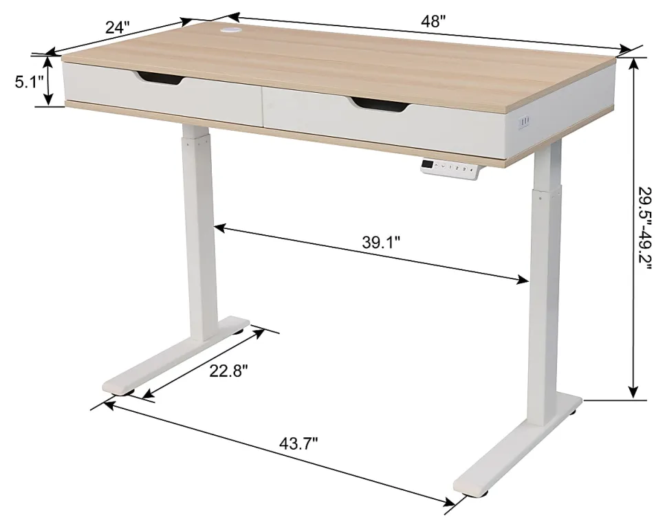 Realspace® Smart Electric 48"W Height-Adjustable Standing Desk, White/Natural