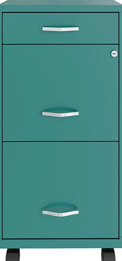 Realspace SOHO® Organizer 18"D Vertical 3-Drawer Mobile File Cabinet, Teal
