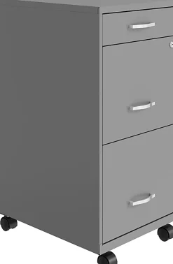 Realspace SOHO® Organizer 18"D Vertical 3-Drawer Mobile File Cabinet, Silver