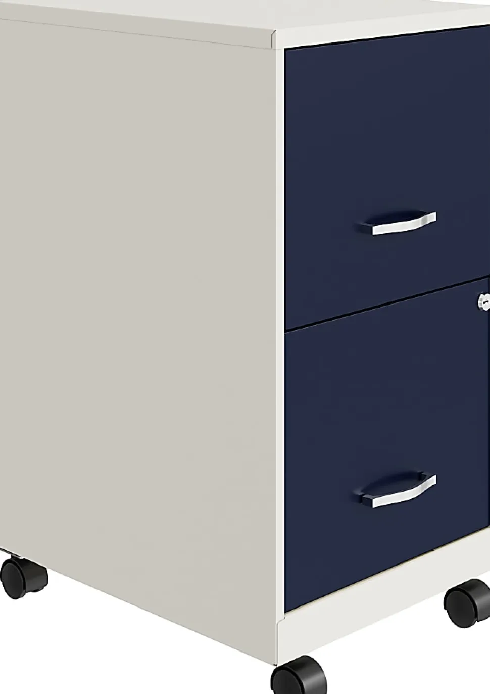Realspace SOHO® Smart 18"D Vertical 2-Drawer Mobile File Cabinet, White/Navy