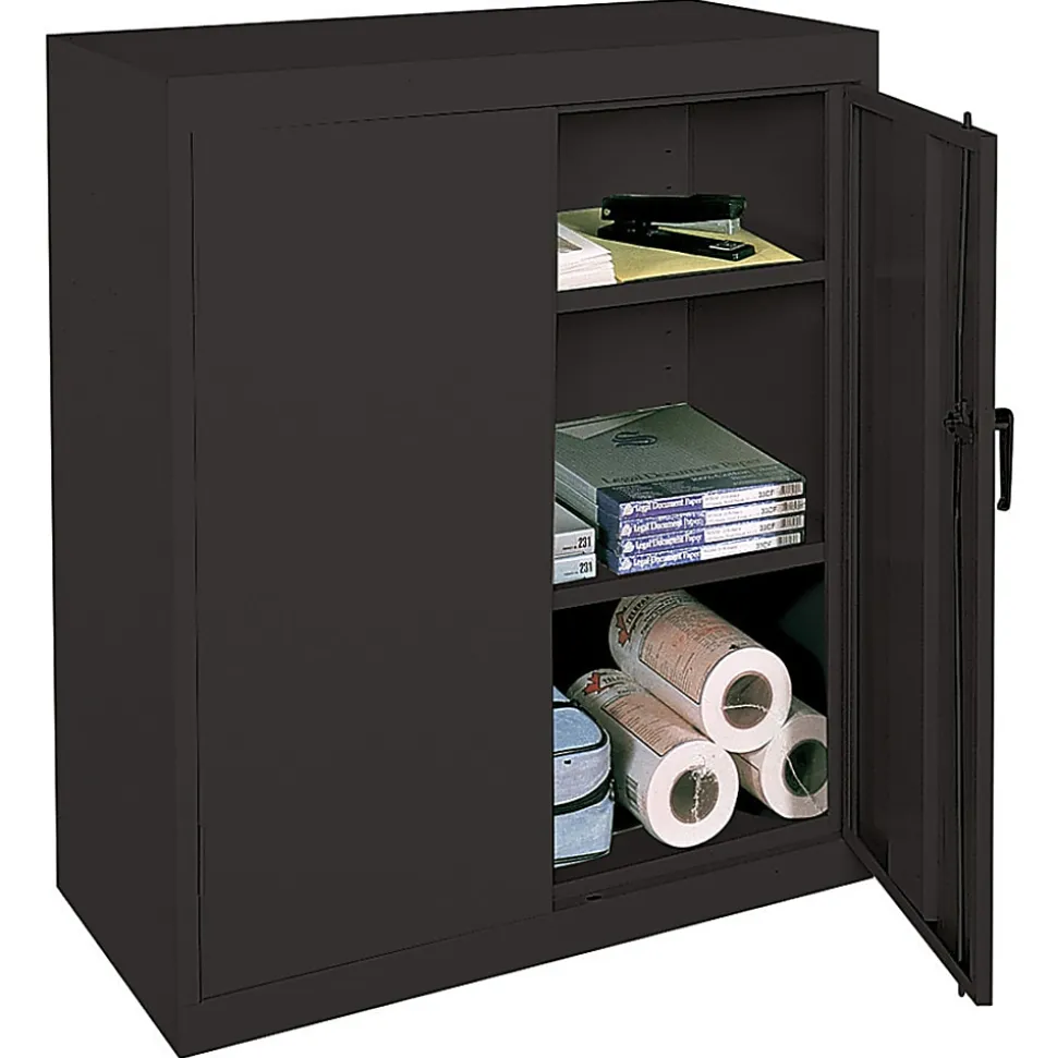 Realspace® Steel Storage Cabinet, 3 Shelves, 42"H x 36"W x 18"D, Black