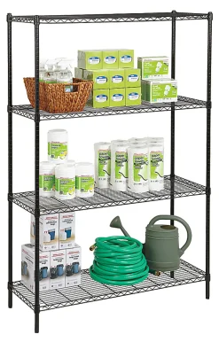 Realspace® Steel Wire Shelving, 4-Shelves, 72"H x 48"W x 18"D, Black