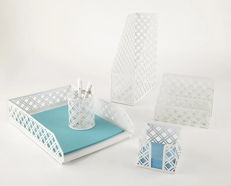 Realspace® Streya Cut-Metal Letter Tray, 2-5/8"H x 9-1/2"W x 13-1/2"D, White