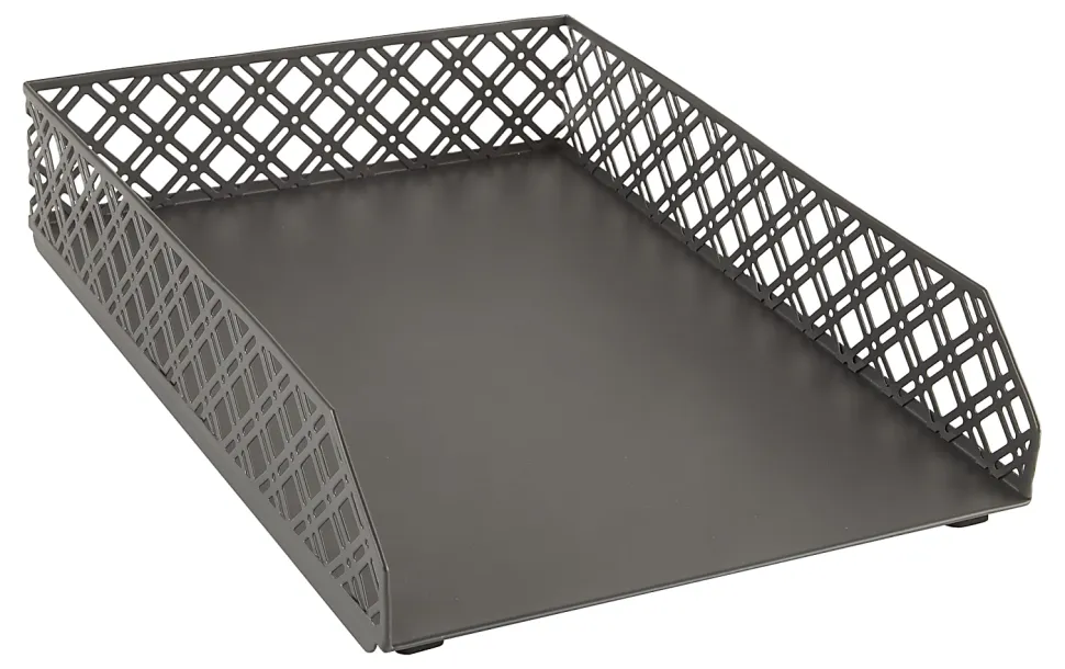Realspace® Streya Cut-Metal Letter Tray, 2-5/8"H x 9-1/2"W x 13-1/2"D, Gray