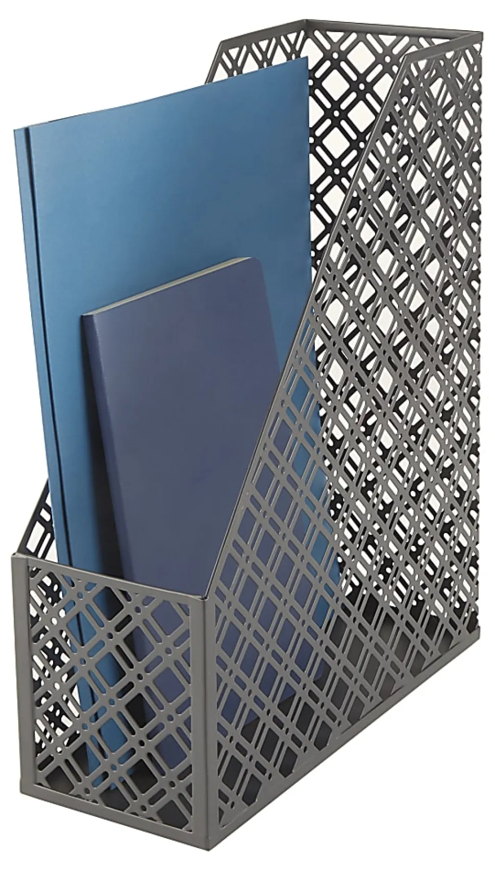 Realspace® Streya Cut-Metal Magazine File Holder, 12"H x 4"W x 9-7/8"D, Gray