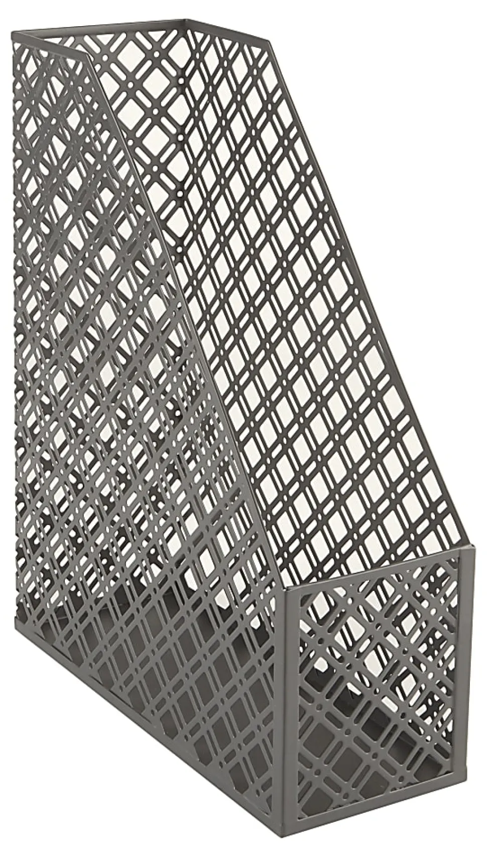 Realspace® Streya Cut-Metal Magazine File Holder, 12"H x 4"W x 9-7/8"D, Gray