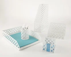 Realspace® Streya Cut-Metal Memo Holder, 3"H x 3-3/4"W x 3-3/4"D, White