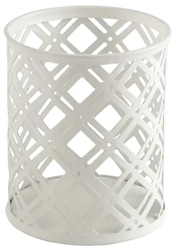 Realspace® Streya Cut-Metal Pen Cup, 4"H x 3-1/4"W x 3-1/4"D, White