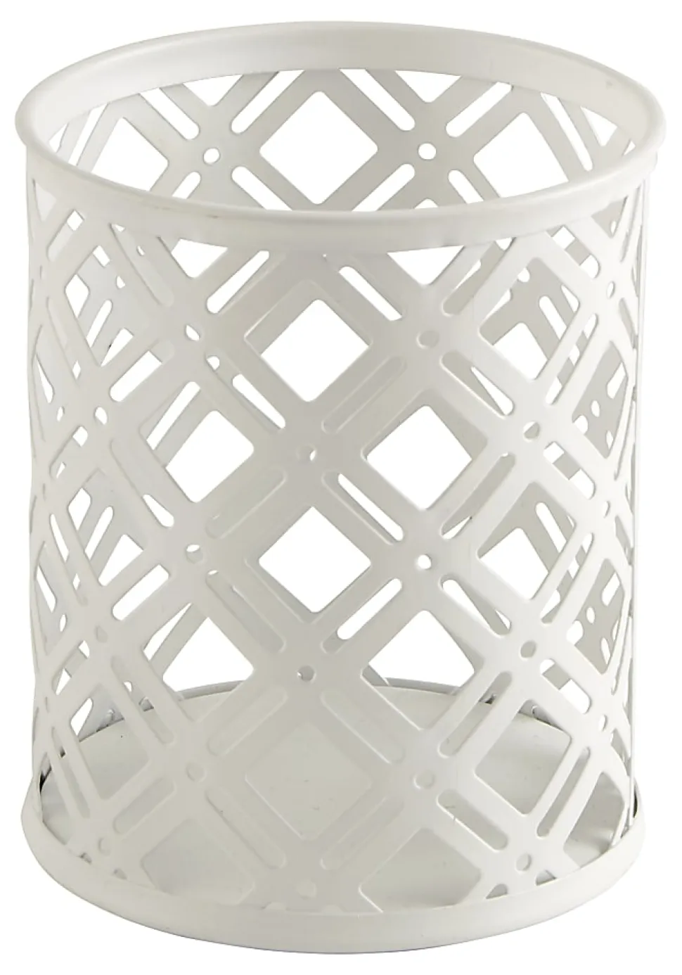 Realspace® Streya Cut-Metal Pen Cup, 4"H x 3-1/4"W x 3-1/4"D, White