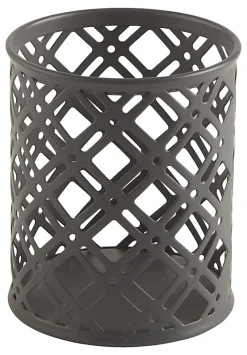 Realspace® Streya Cut-Metal Pen Cup, 4"H x 3-1/4"W x 3-1/4"D, Gray