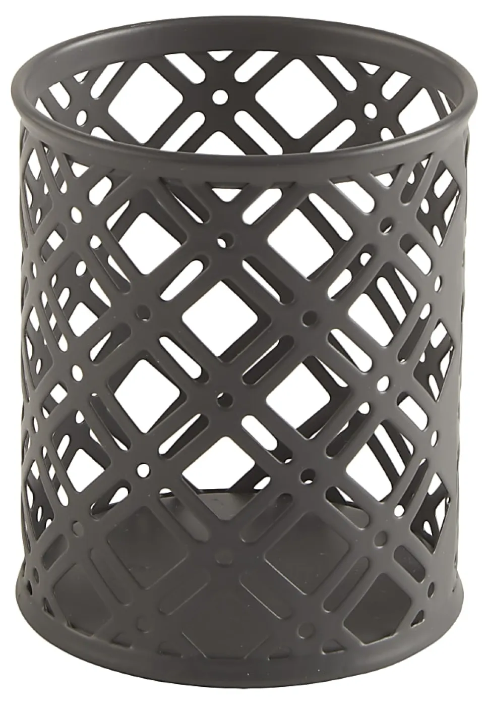Realspace® Streya Cut-Metal Pen Cup, 4"H x 3-1/4"W x 3-1/4"D, Gray