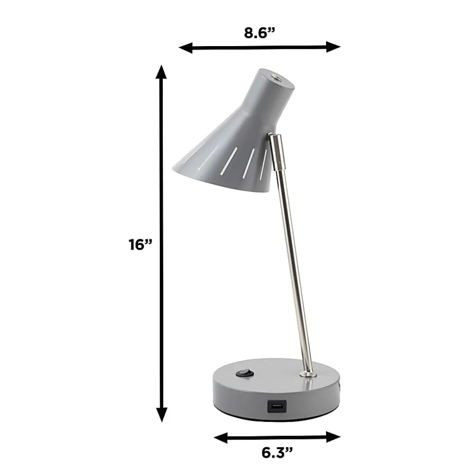 Realspace™ Tanji Desk Lamp, 16"H, Gray