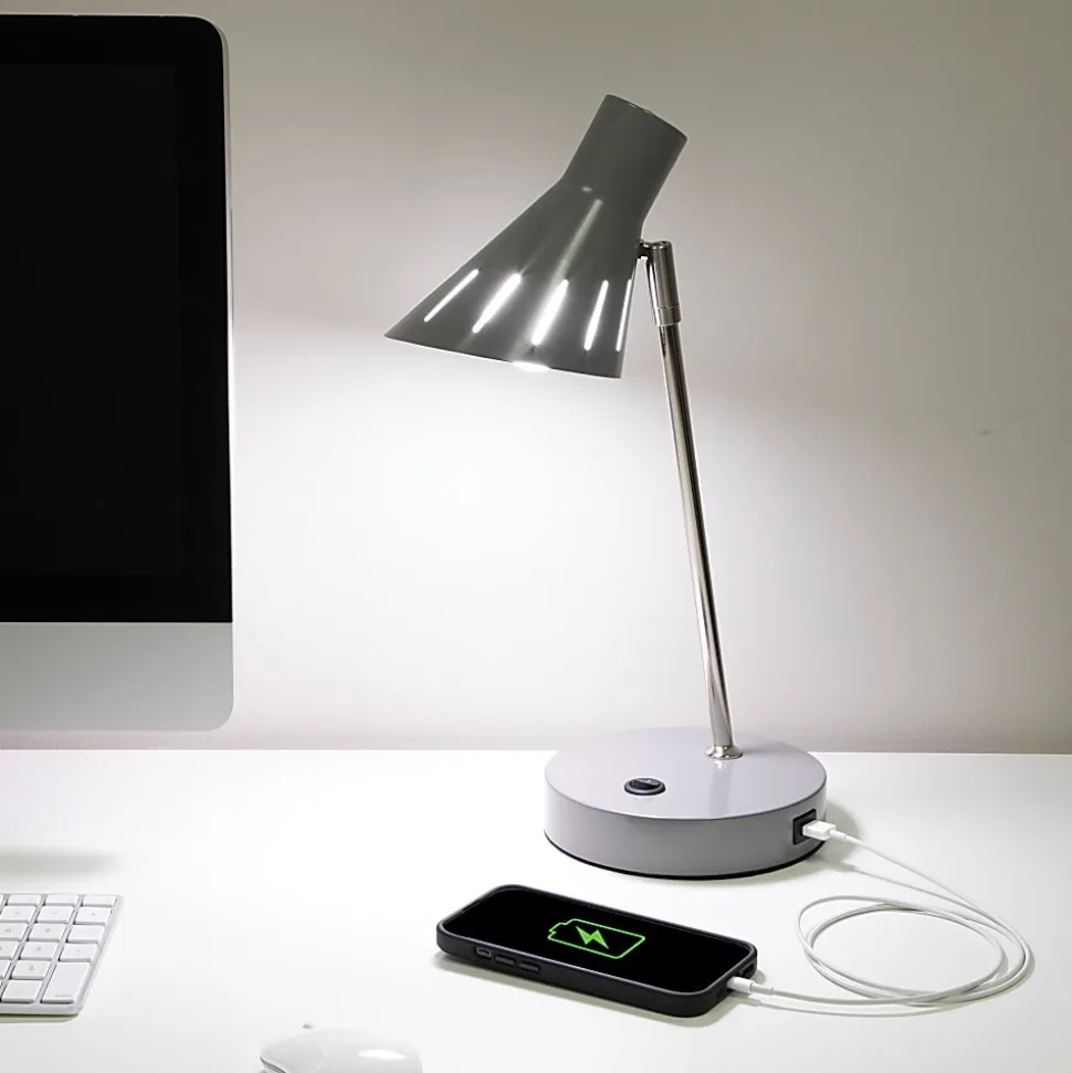 Realspace™ Tanji Desk Lamp, 16"H, Gray