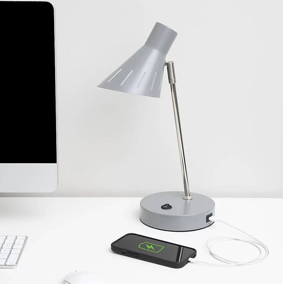 Realspace™ Tanji Desk Lamp, 16"H, Gray