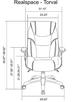 Realspace® Torval Big & Tall Bonded Leather High-Back Computer Office Chair, Black/Silver, BIFMA Compliant