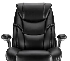 Realspace® Torval Big & Tall Bonded Leather High-Back Computer Office Chair, Black/Silver, BIFMA Compliant