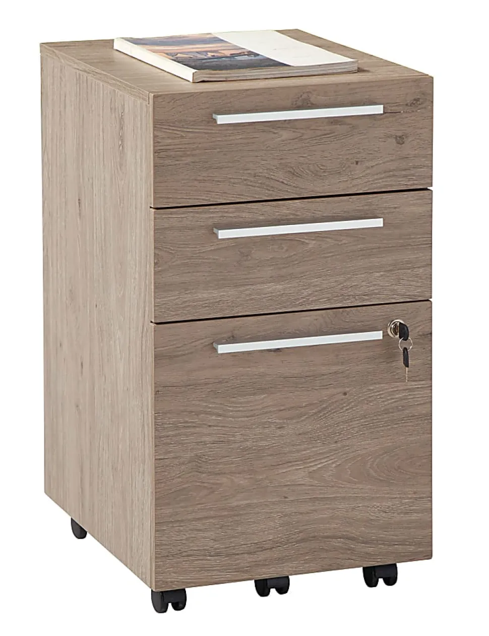 Realspace® Trezza 19"D Vertical 3-Drawer Mobile File Cabinet, Light Oak