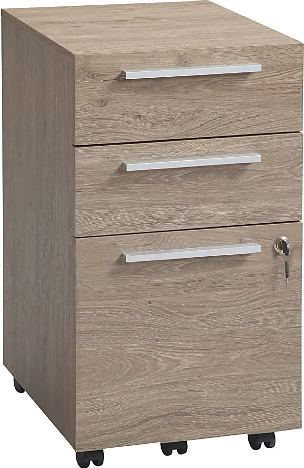 Realspace® Trezza 19"D Vertical 3-Drawer Mobile File Cabinet, Light Oak