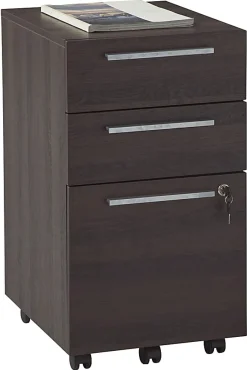 Realspace® Trezza 19"D Vertical 3-Drawer Mobile File Cabinet, Warm Walnut
