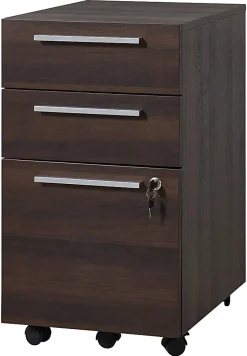 Realspace® Trezza 19"D Vertical 3-Drawer Mobile File Cabinet, Warm Walnut