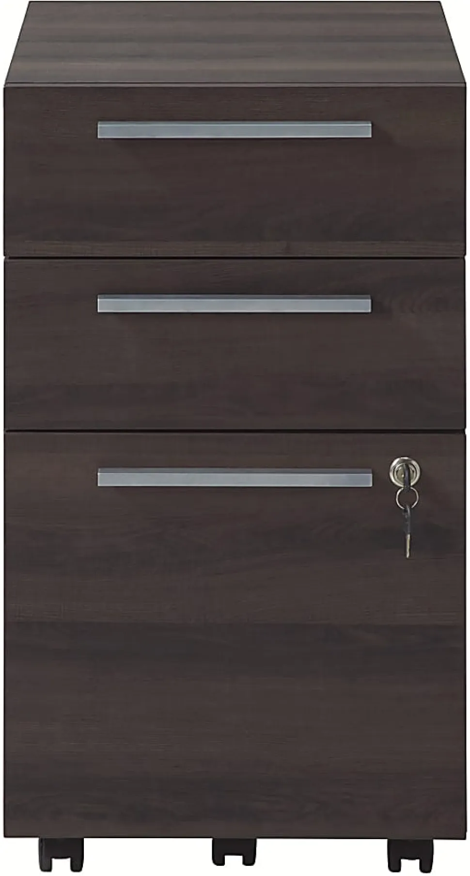 Realspace® Trezza 19"D Vertical 3-Drawer Mobile File Cabinet, Warm Walnut