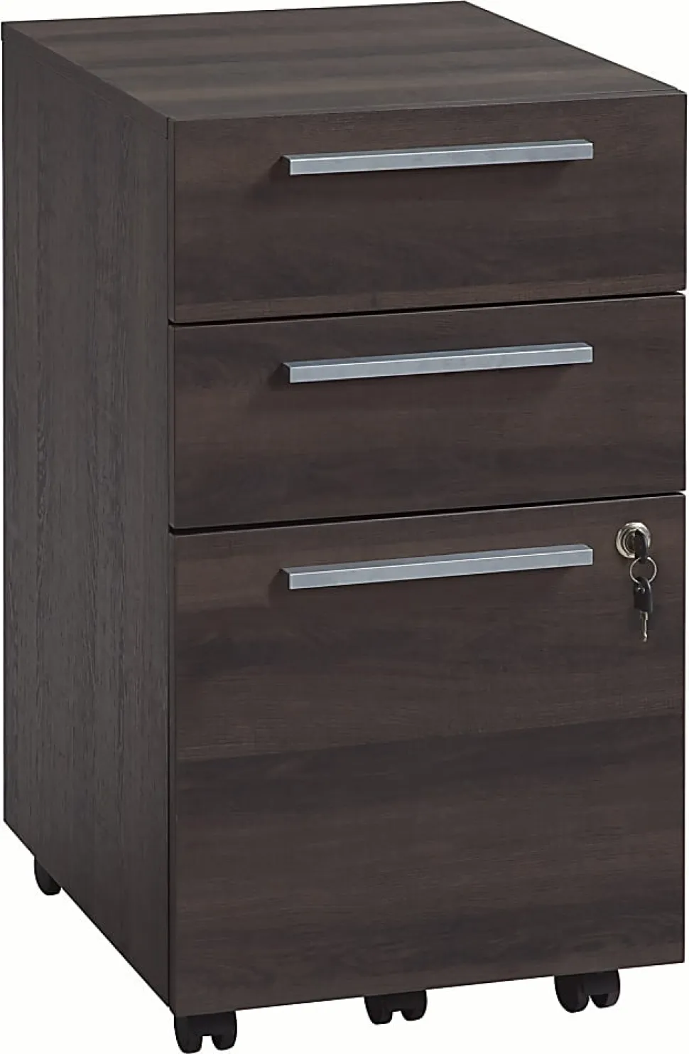 Realspace® Trezza 19"D Vertical 3-Drawer Mobile File Cabinet, Warm Walnut