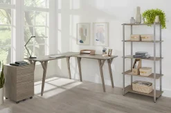 Realspace® Trezza 62"W L-Shaped Computer Desk, Light Oak