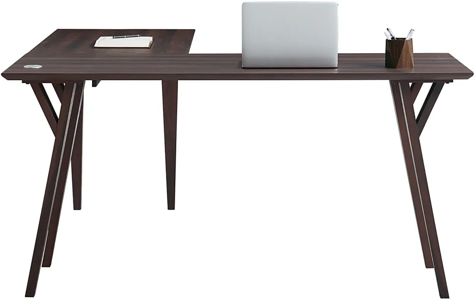 Realspace® Trezza 62"W L-Shaped Computer Desk, Warm Walnut