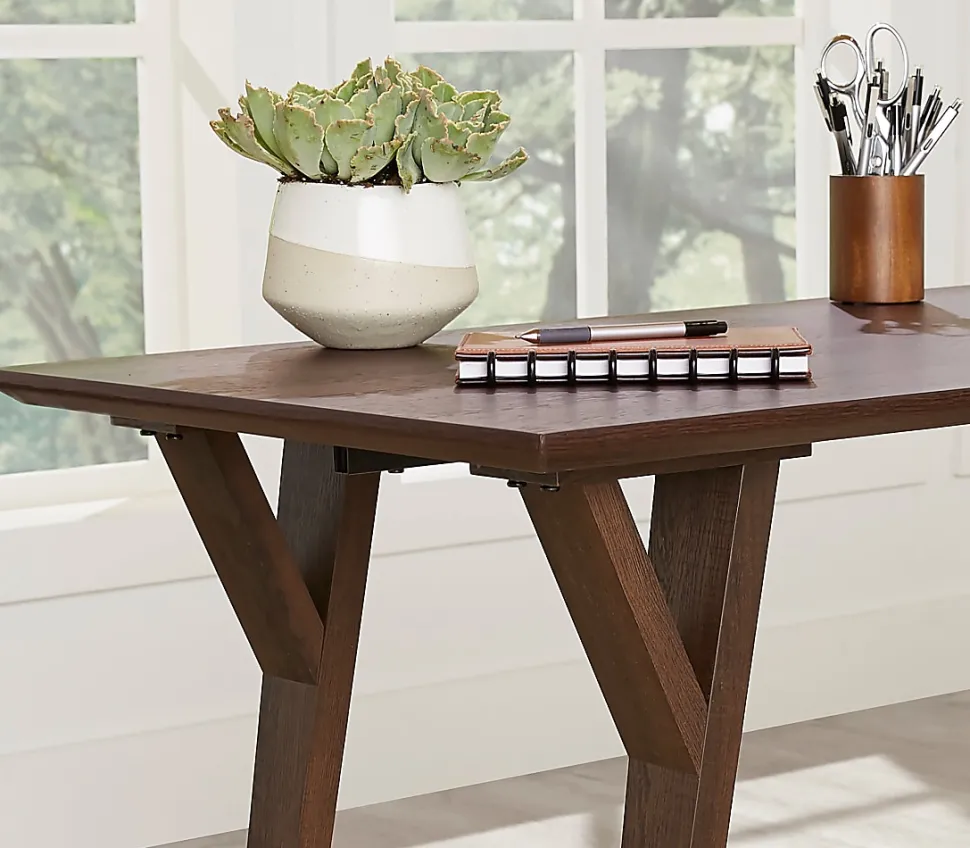 Realspace® Trezza 62"W L-Shaped Computer Desk, Warm Walnut
