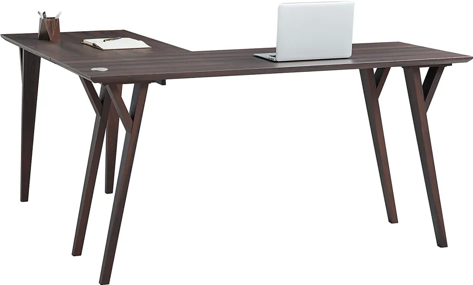 Realspace® Trezza 62"W L-Shaped Computer Desk, Warm Walnut