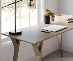 Realspace® Trezza 60"W Writing Desk, Light Oak
