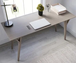 Realspace® Trezza 60"W Writing Desk, Light Oak