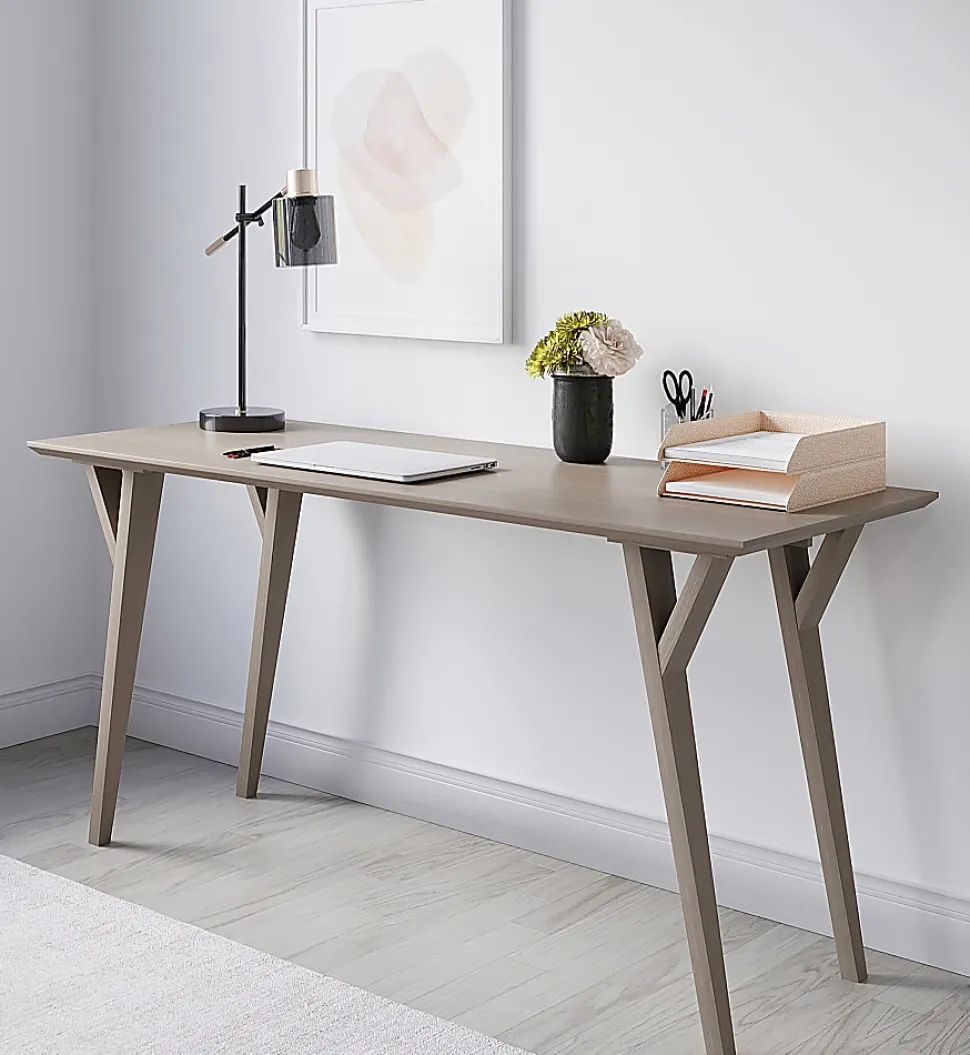Realspace® Trezza 60"W Writing Desk, Light Oak
