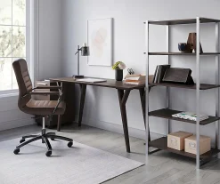 Realspace® Trezza 60"W Writing Desk, Warm Walnut