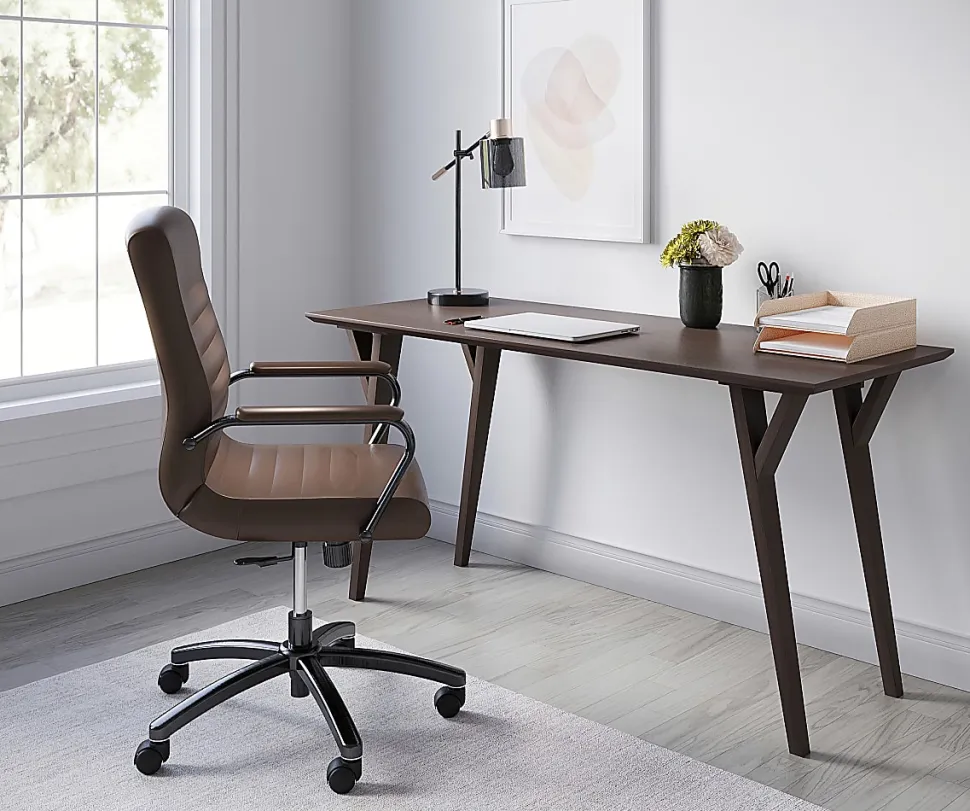 Realspace® Trezza 60"W Writing Desk, Warm Walnut