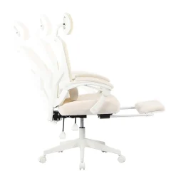 Realspace® Vallori Mesh/Fabric High-Back Chair With Retractable Footrest, Cream/White, BIFMA Compliant