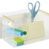 Realspace® Vayla Acrylic Desktop Caddy With Drawer, 4-3/4”H x 12-1/2”W x 9-3/8”D, Clear/Gold
