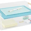 Realspace® Vayla Acrylic Desktop Caddy With Letter Sorter, 4-7/8”H x 8-1/4”W x 5-7/8”D, Clear/Gold
