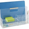 Realspace® Vayla Acrylic Desk Caddy With Drawer, 6-7/8”H x 12-1/2”W x 5-3/8”D, Clear/Gold