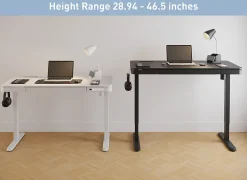 Realspace® 47” Vetra Electric Height-Adjustable Standing Desk, White, BIFMA Compliant