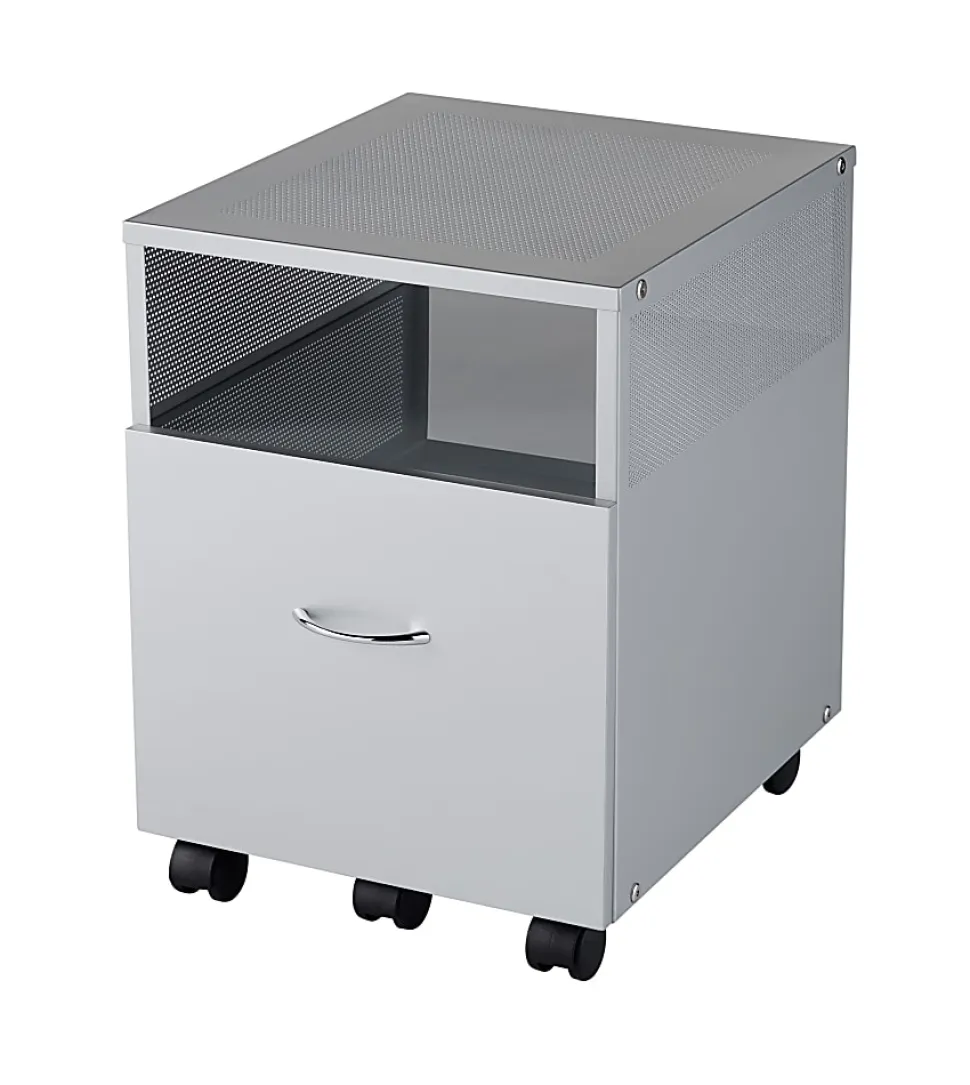 Realspace® Vista 20"D Metal Mobile File Storage Cart, Silver