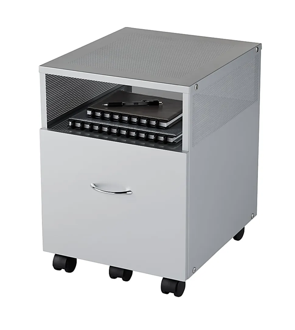 Realspace® Vista 20"D Metal Mobile File Storage Cart, Silver
