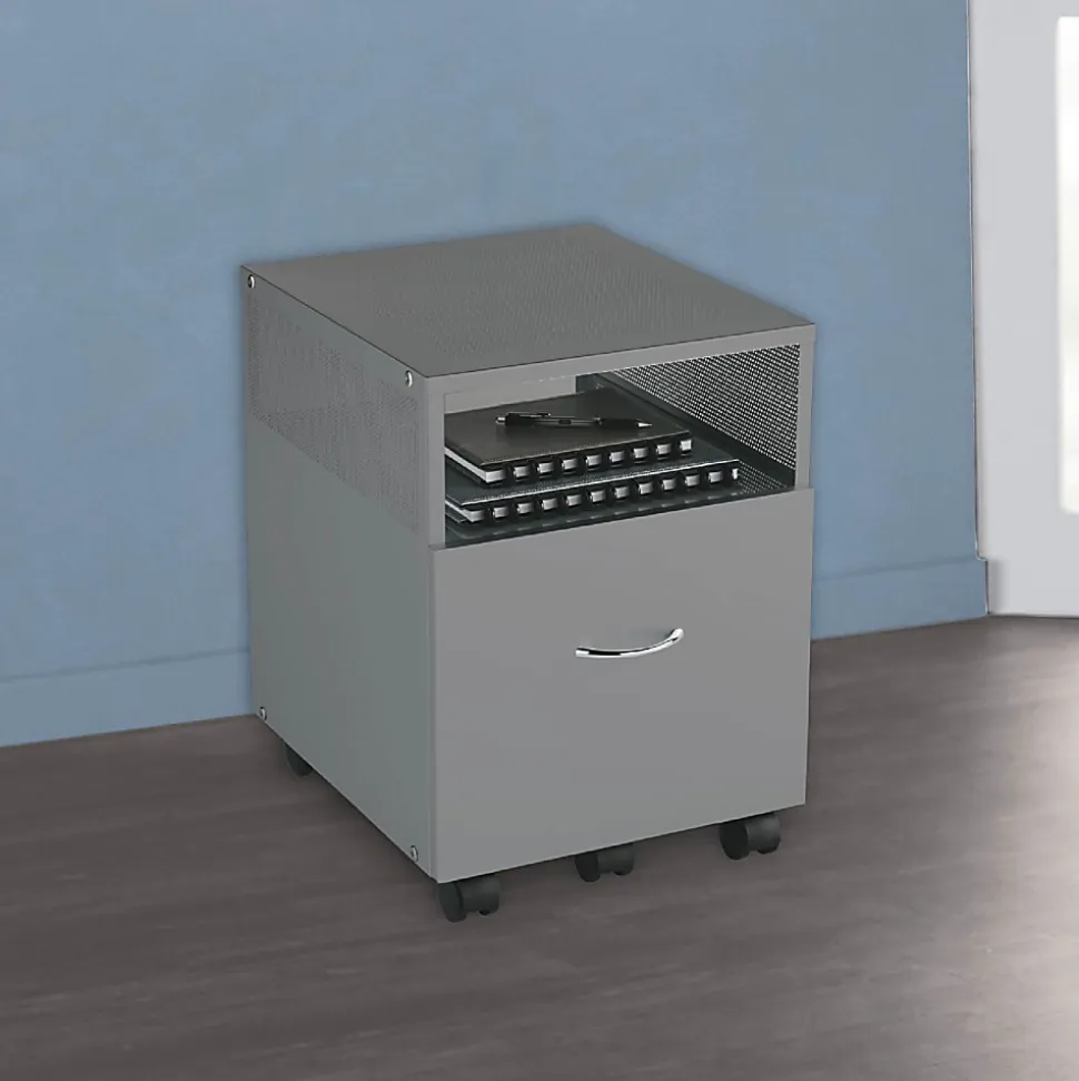 Realspace® Vista 20"D Metal Mobile File Storage Cart, Silver