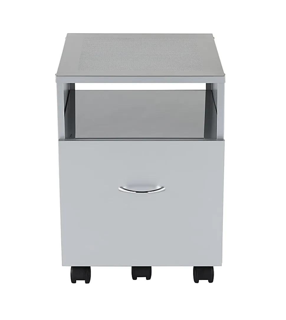 Realspace® Vista 20"D Metal Mobile File Storage Cart, Silver